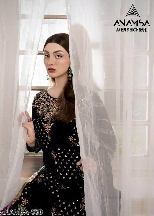 Anamsa 553 Faux Georgette Embroidery Pakistani Suit Wholesale Shop In Surat